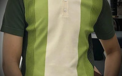 Polo rétro  vert pour hommes