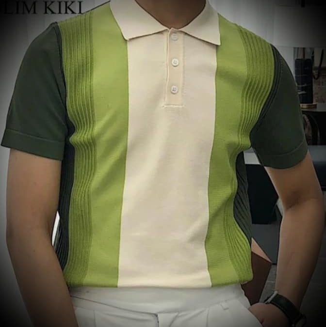 Polo rétro  vert pour hommes