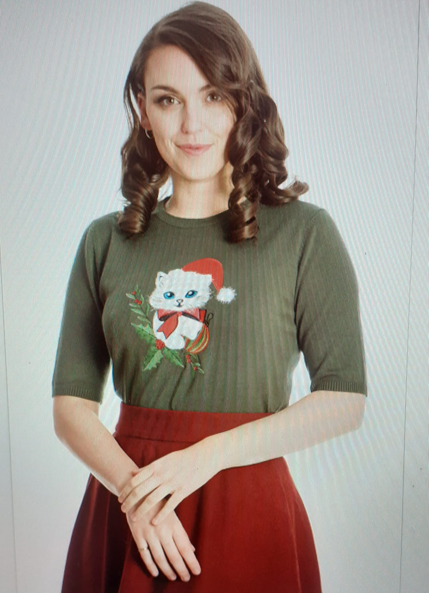 Pull manche courte imprime chat de noel existe en taille 2XL disponible a la boutique