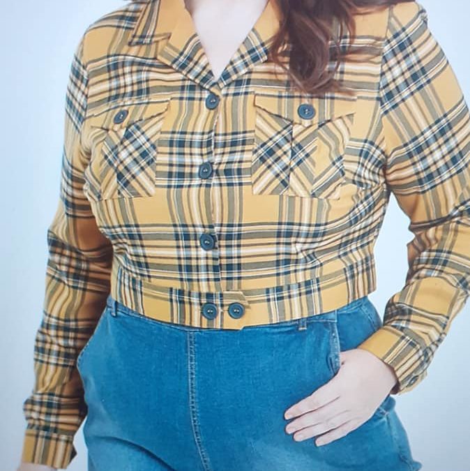 Veste femme tartan jaune