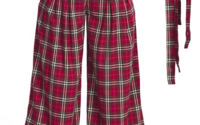 Salopette style Charleston Tartan beige/bordeaux Banned