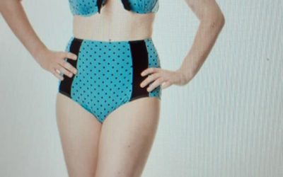 Maillot de bain pin-up 2 pièces bleu a pois