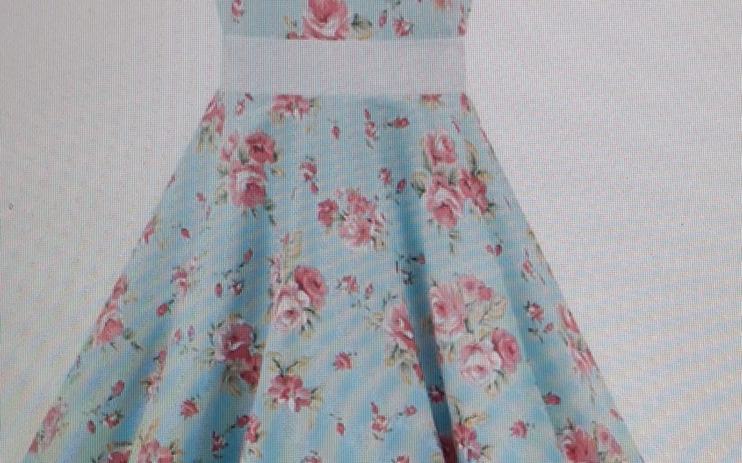 Robe fillette bleue ciel imprimé fleurs