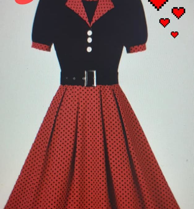 Robe rockabilly rouge et noir a pois