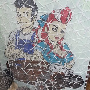 Cadre mosaïque vintage « couple rockabilly »